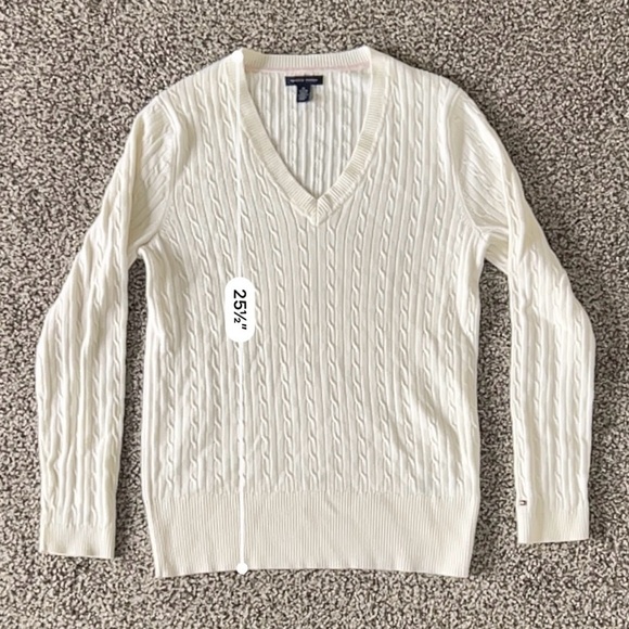 Vintage Y2K Tommy Hilfiger Cable Knit V-Neck Sweater - Prep Coastal Old Money - Picture 12 of 12